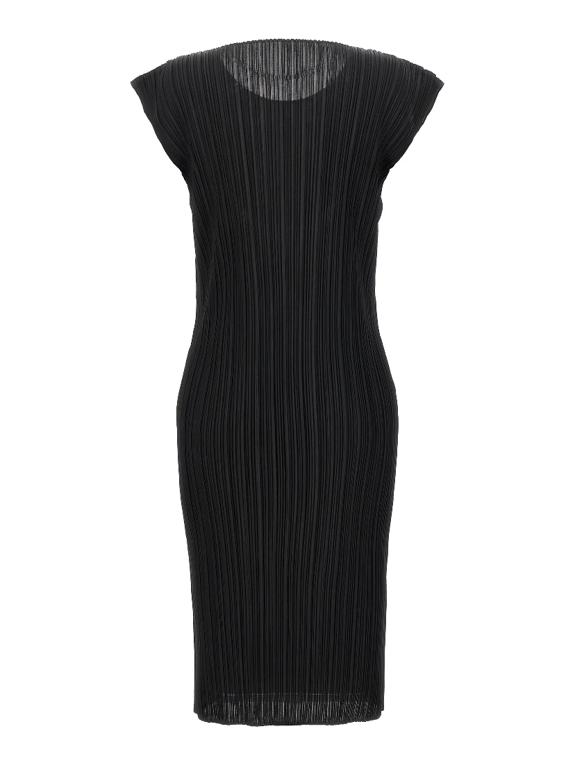 Black Polyester Midi Dress