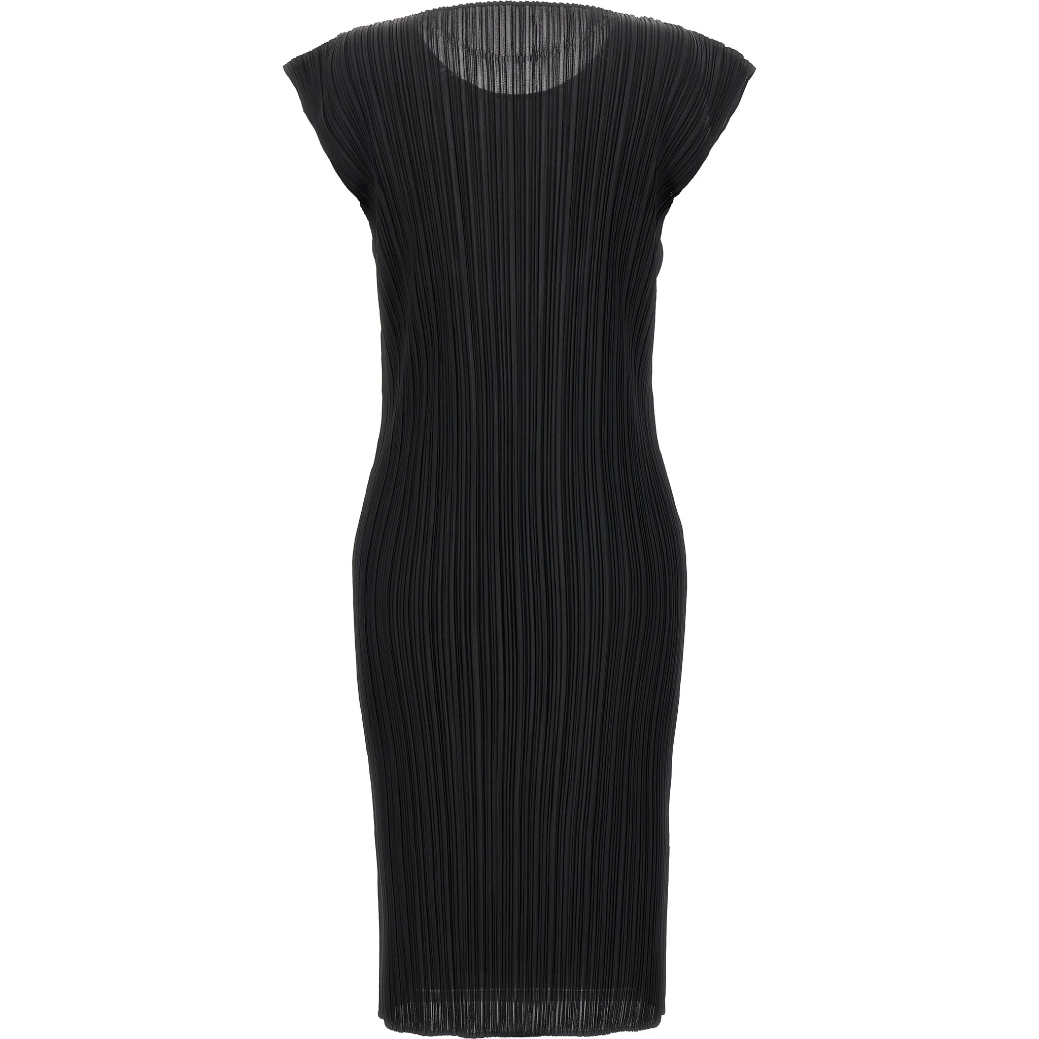 Black Polyester Midi Dress