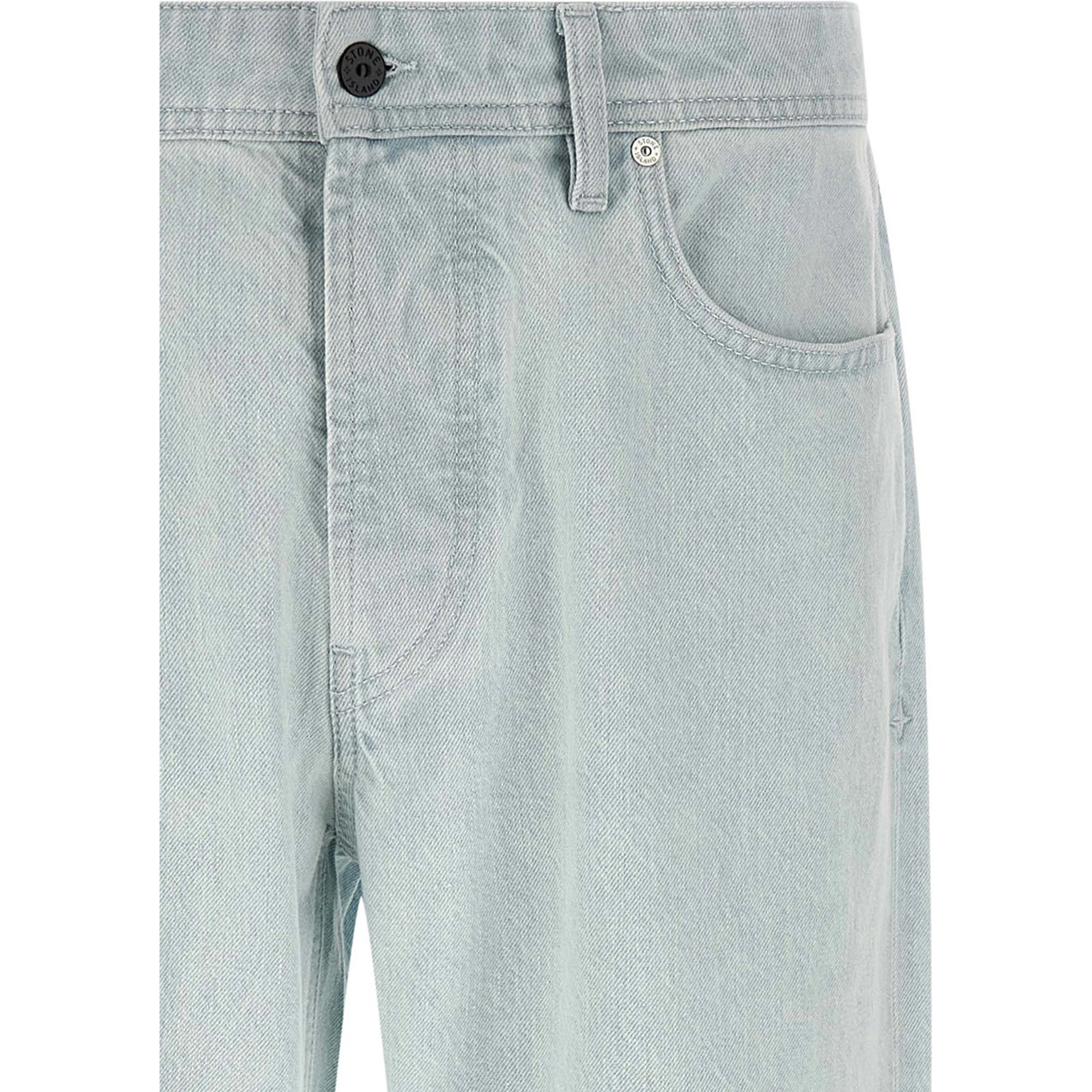 Blue Cotton Straight-Leg Jeans