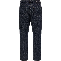 Blue Cotton Straight-Leg Jeans