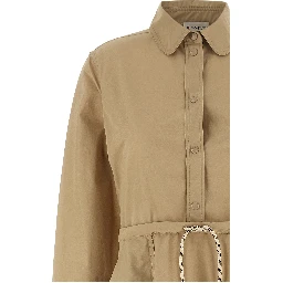 Beige Polyester Long Dress