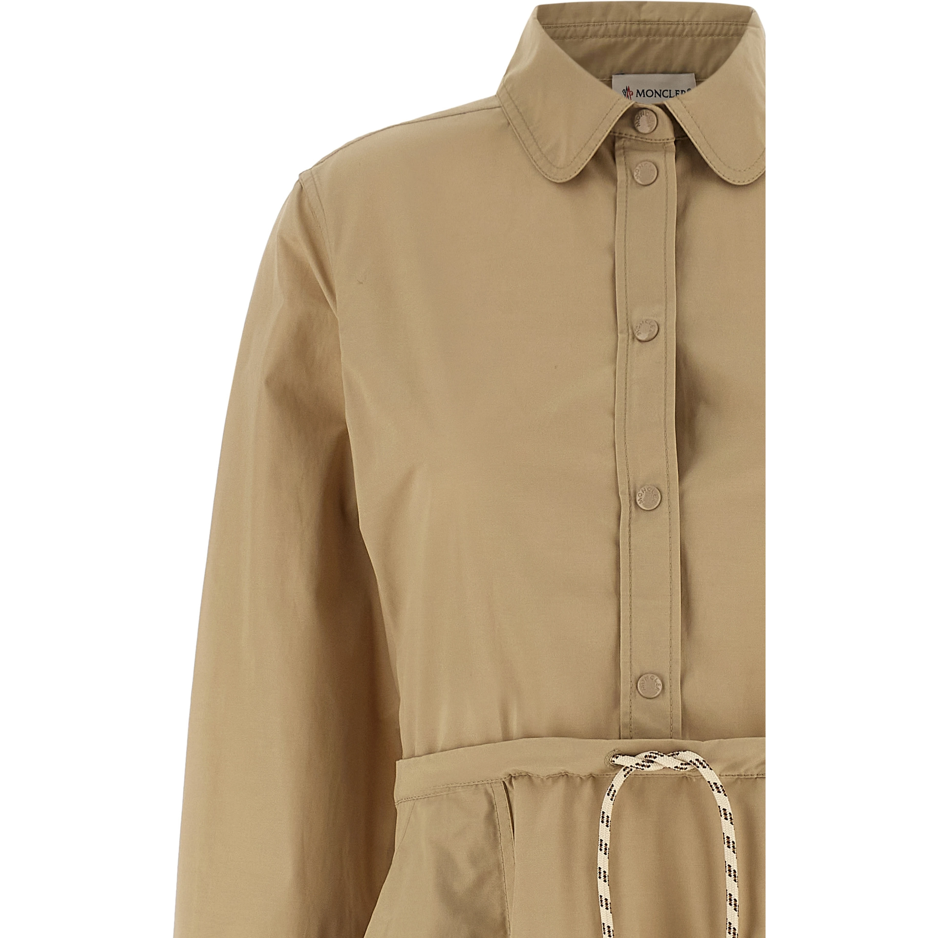 Beige Polyester Long Dress