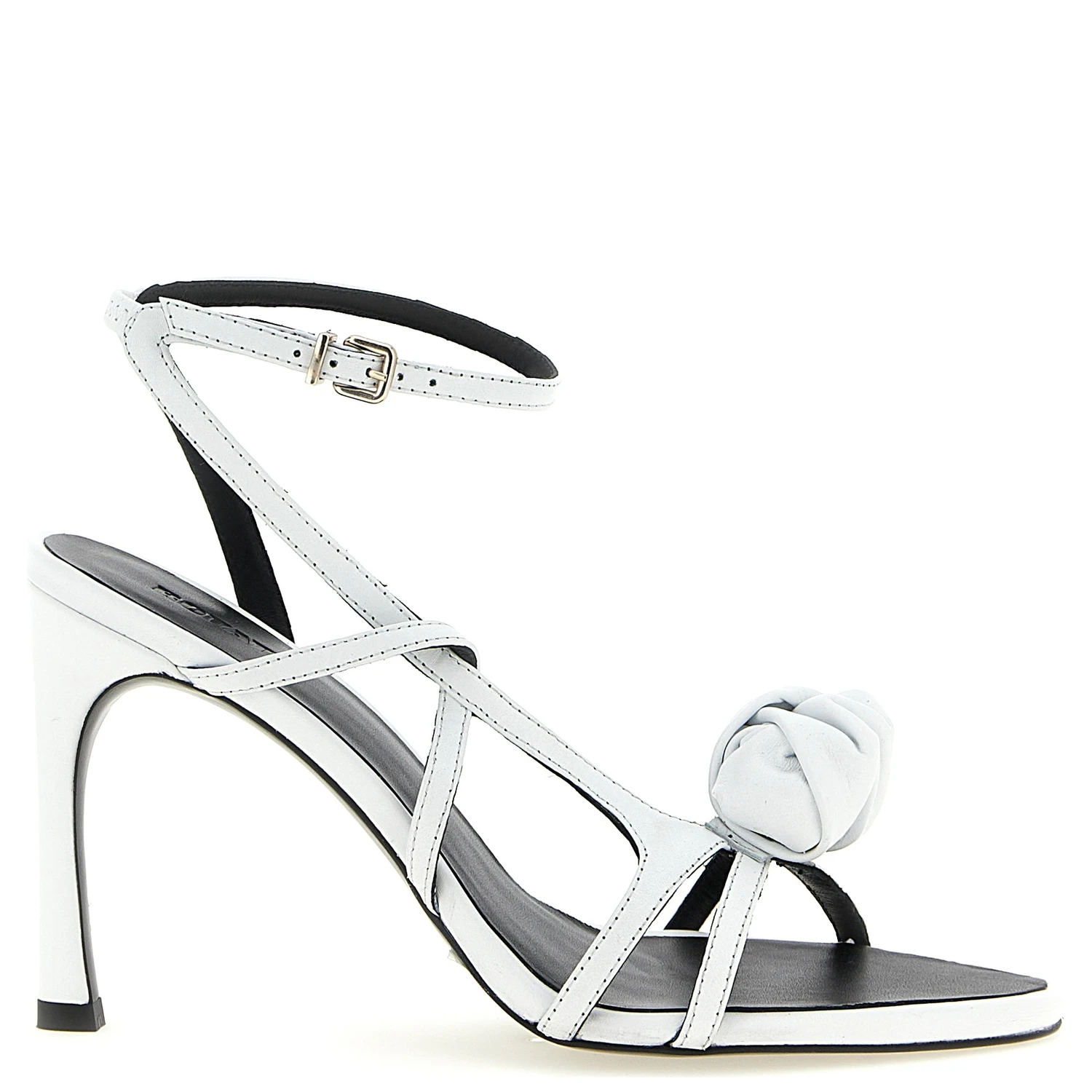 White Calfskin Stiletto Heel Sandals