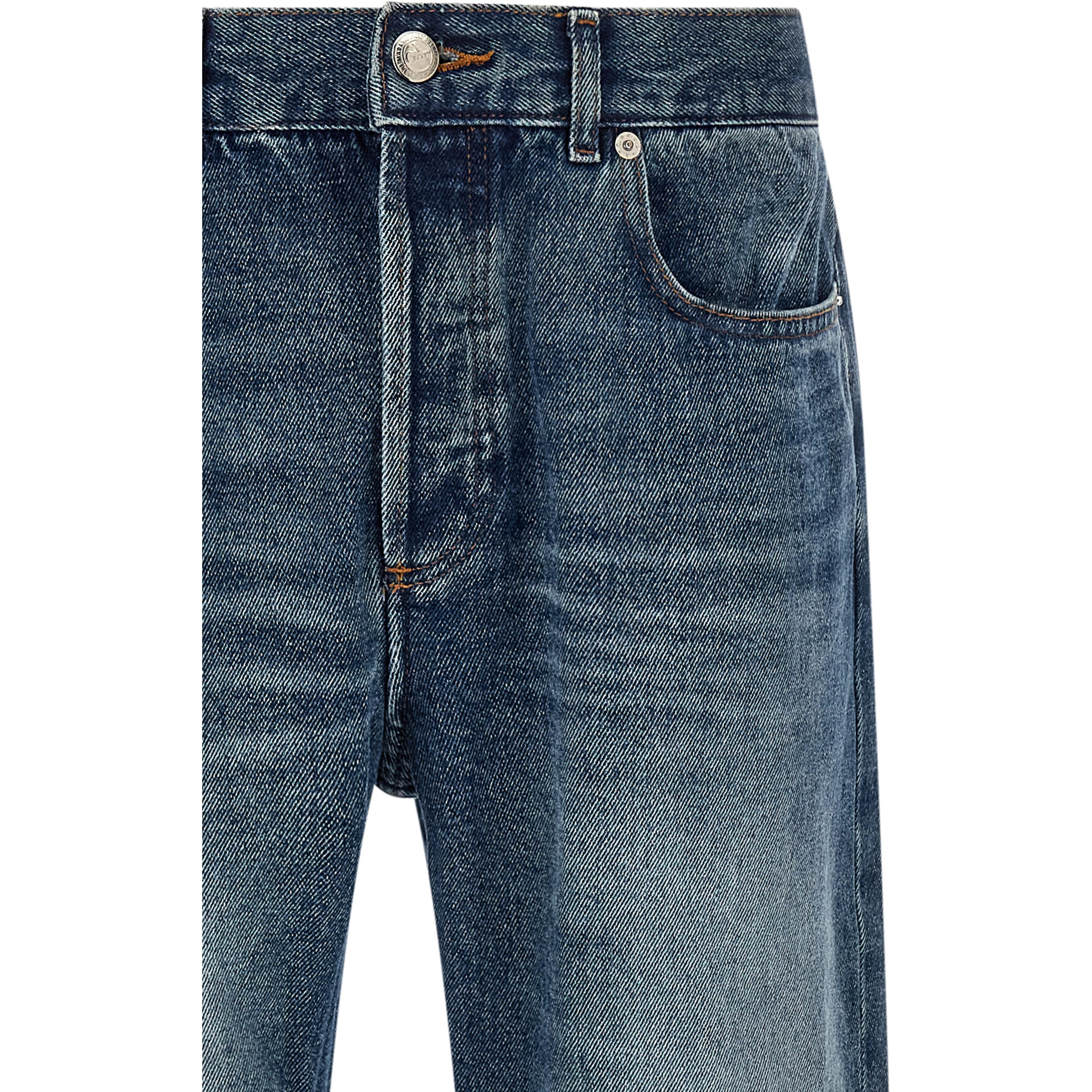 Blue Cotton Straight-Leg Jeans