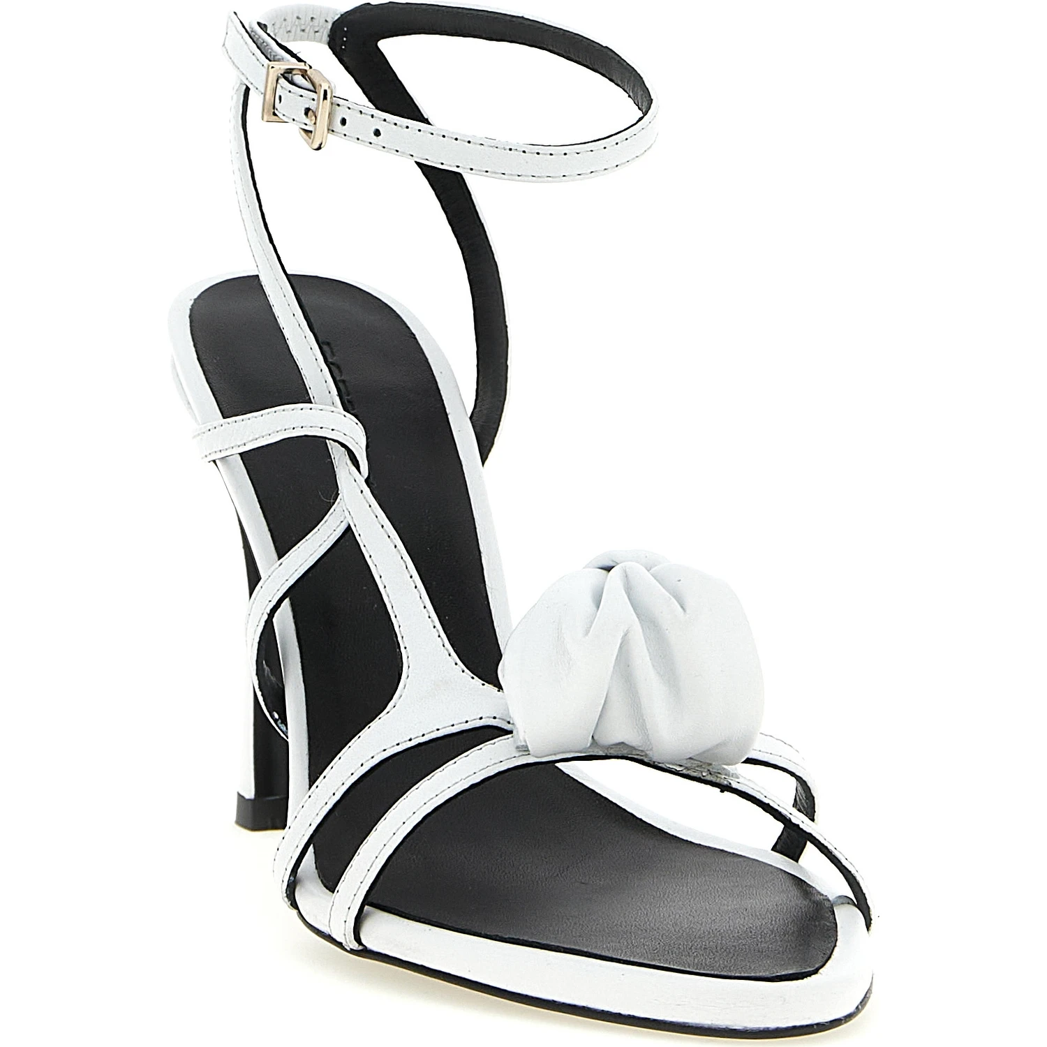 White Calfskin Stiletto Heel Sandals