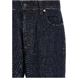Blue Cotton Straight-Leg Jeans