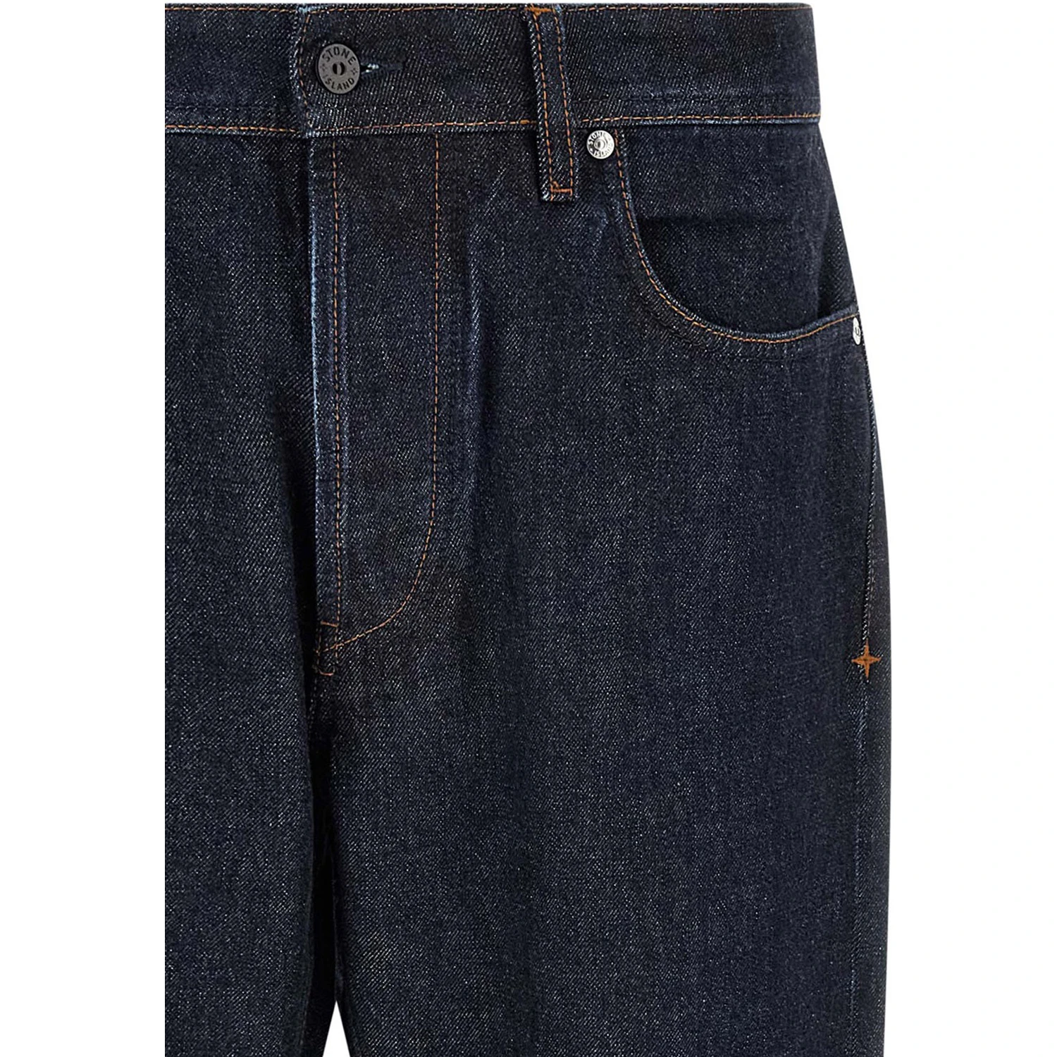 Blue Cotton Straight-Leg Jeans