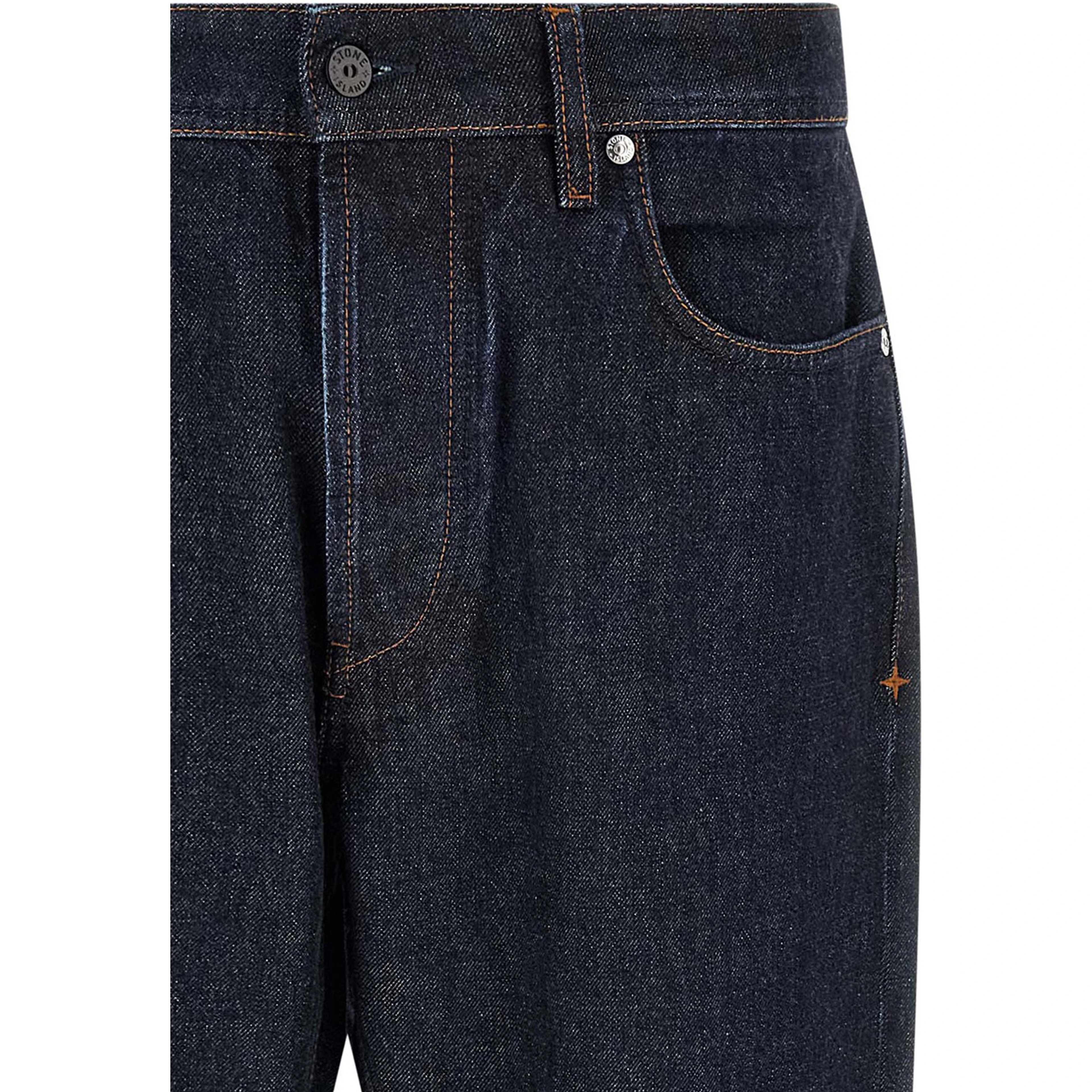 Blue Cotton Straight-Leg Jeans