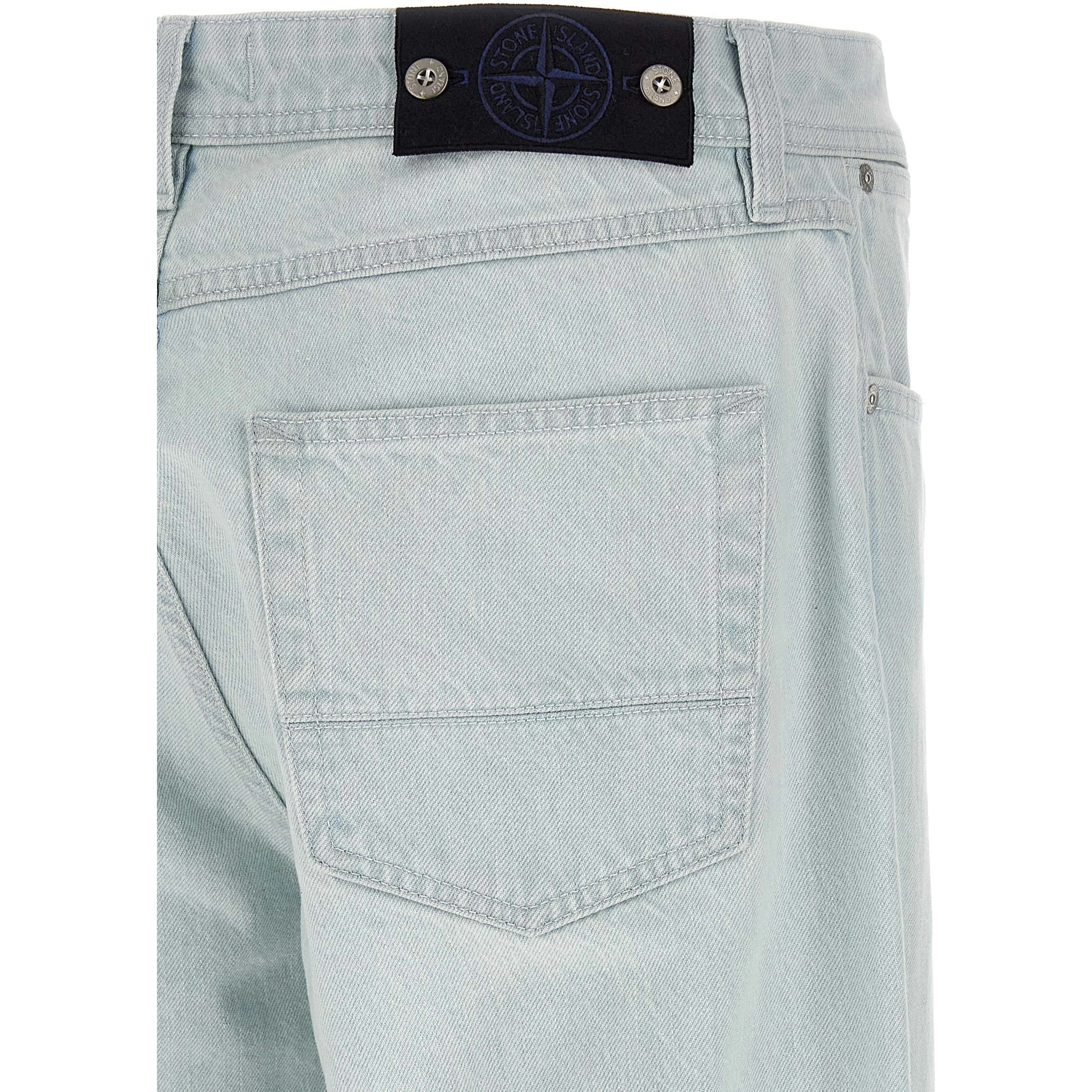 Blue Cotton Straight-Leg Jeans