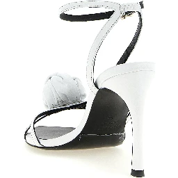 White Calfskin Stiletto Heel Sandals
