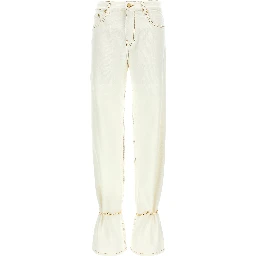 White Cotton Straight-Leg Jeans
