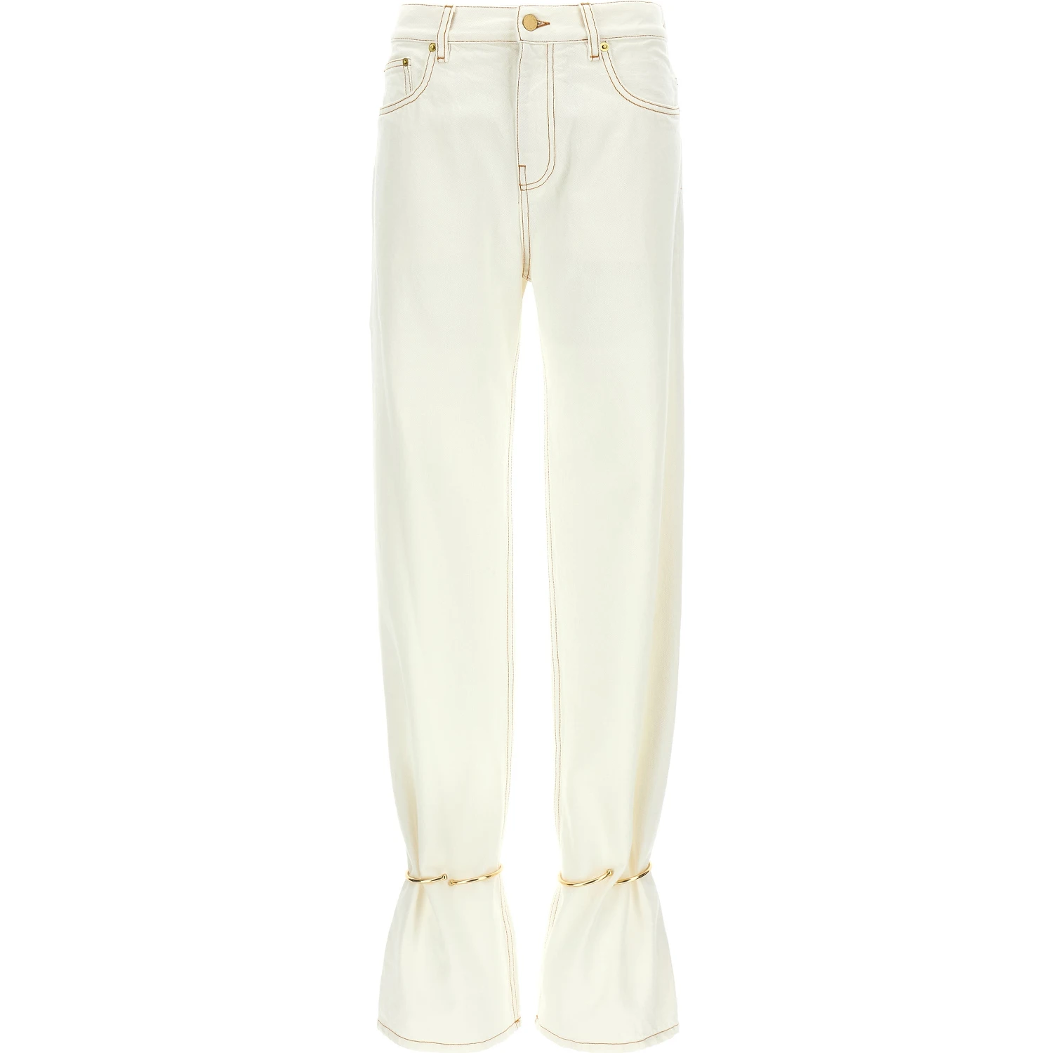 White Cotton Straight-Leg Jeans