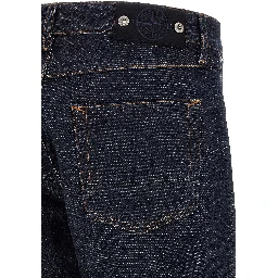 Blue Cotton Straight-Leg Jeans