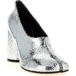 Silver Calfskin Mid Heel Pumps