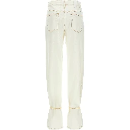 White Cotton Straight-Leg Jeans