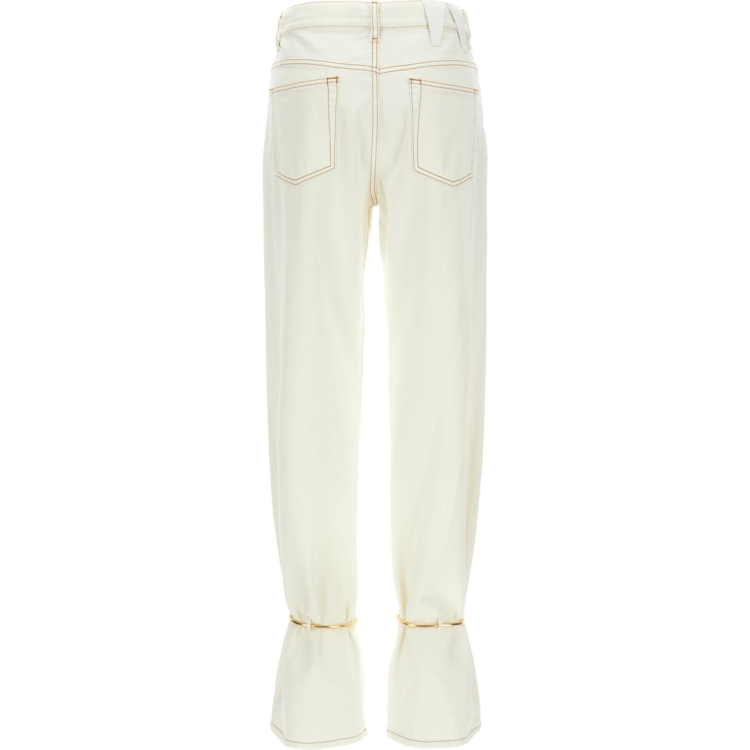 White Cotton Straight-Leg Jeans