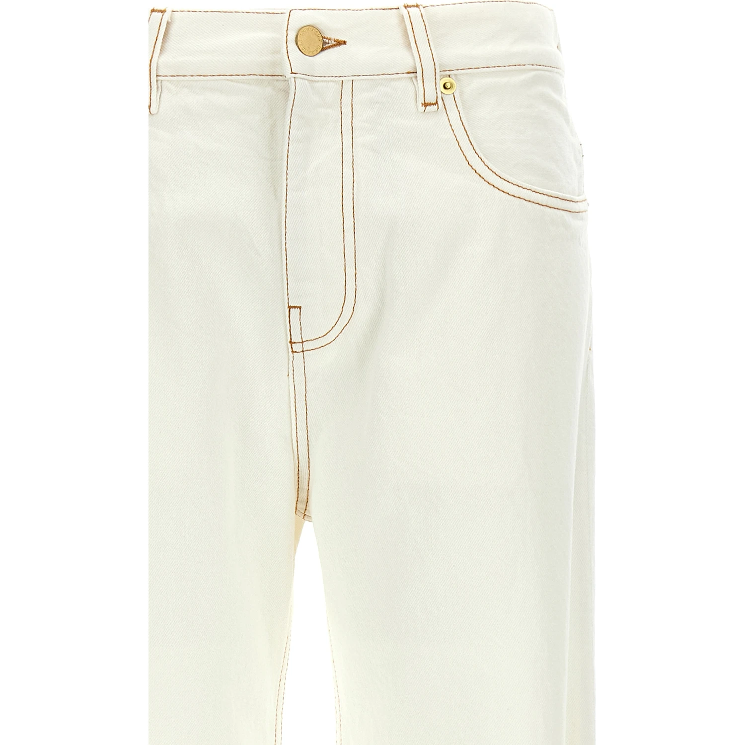 White Cotton Straight-Leg Jeans