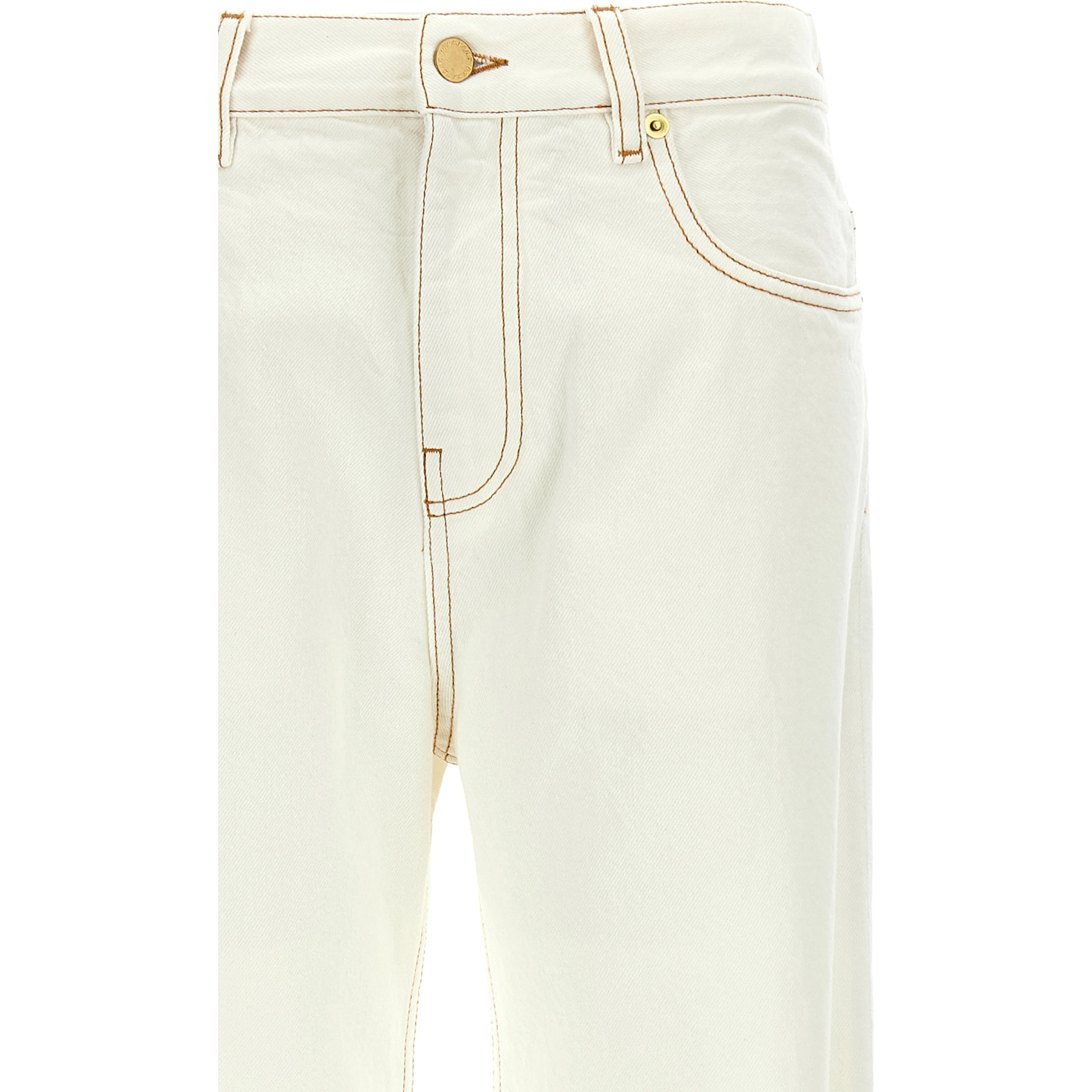 White Cotton Straight-Leg Jeans