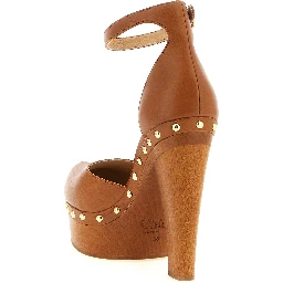 Brown Lamb Leather High Heel Pumps