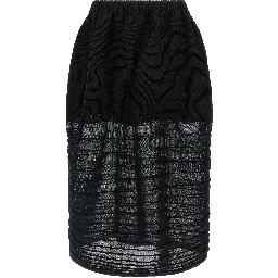 Black Polyester Midi Skirt