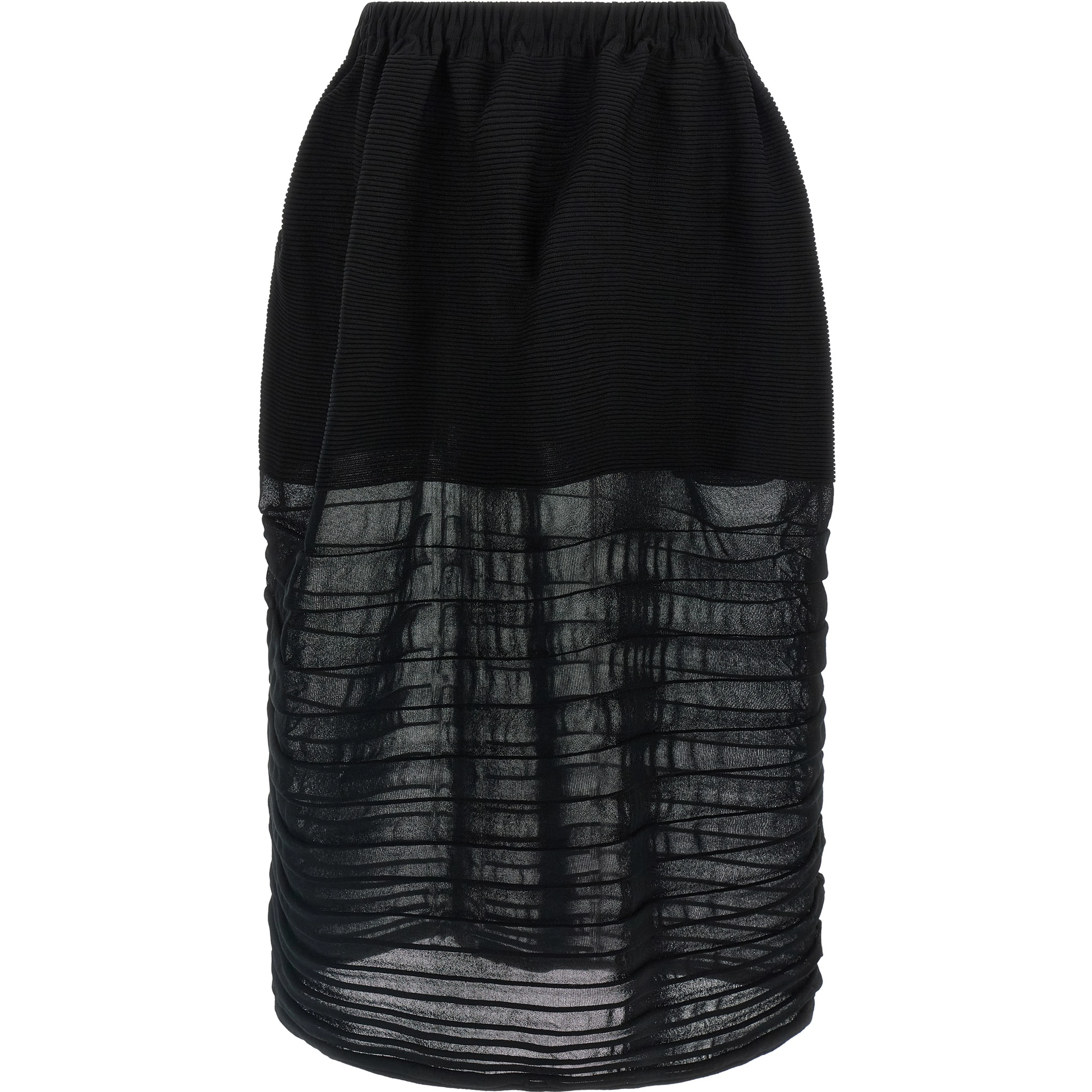 Black Polyester Midi Skirt