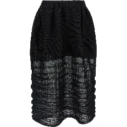 Black Polyester Midi Skirt