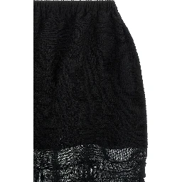 Black Polyester Midi Skirt