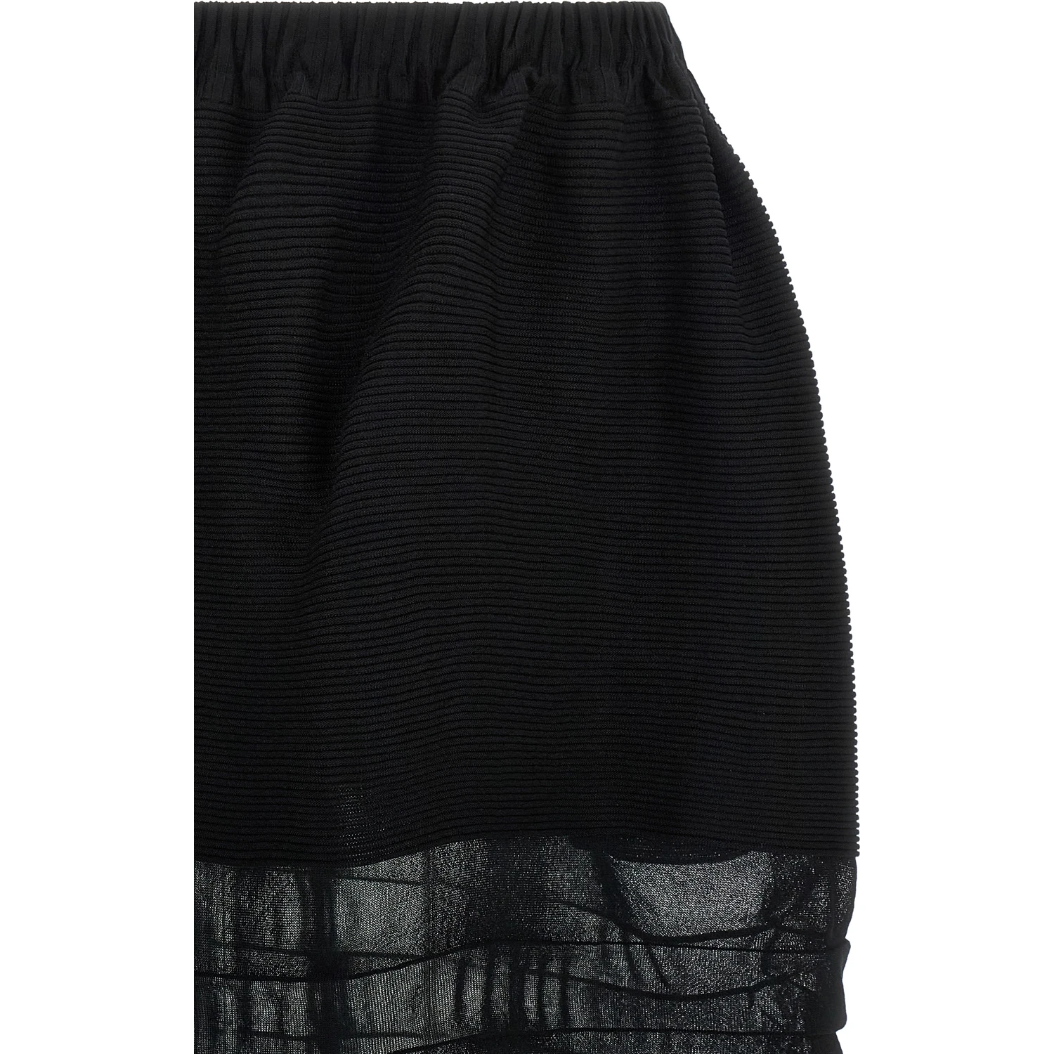 Black Polyester Midi Skirt