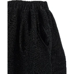 Black Polyester Midi Skirt