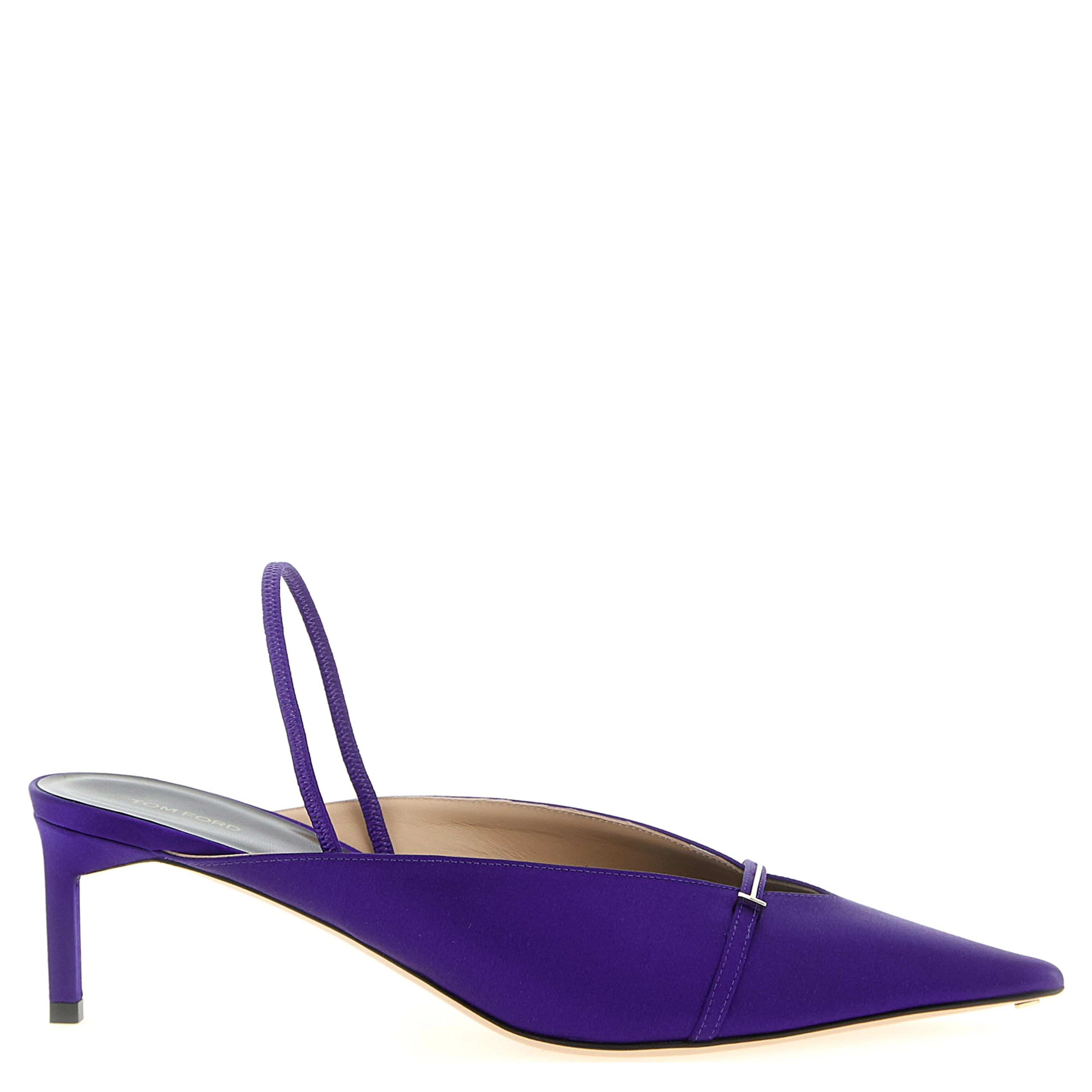 Purple Viscose Mid Heel Pumps