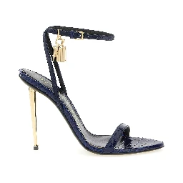 Blue Calfskin Stiletto Heel Sandals