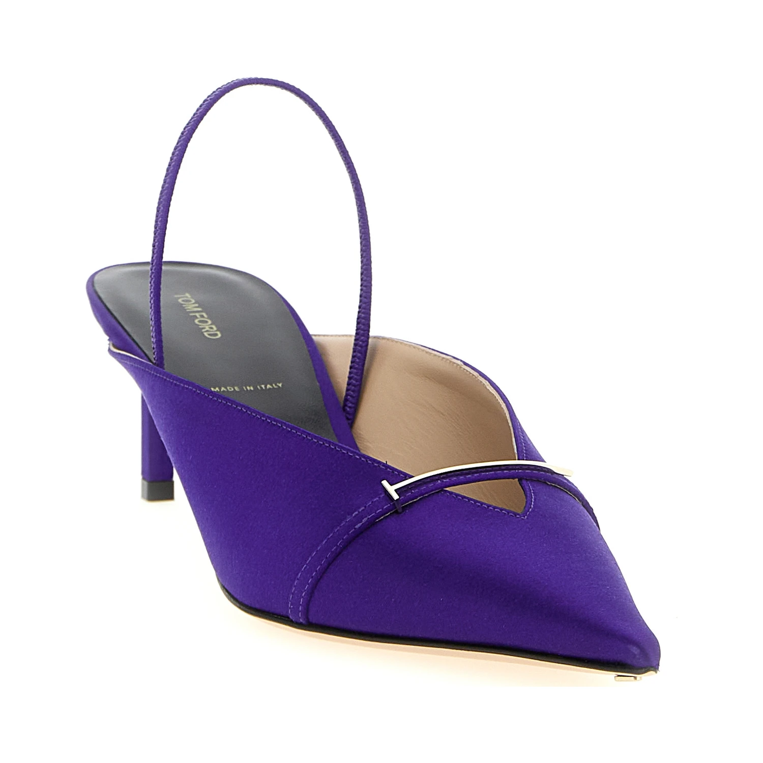 Purple Viscose Mid Heel Pumps
