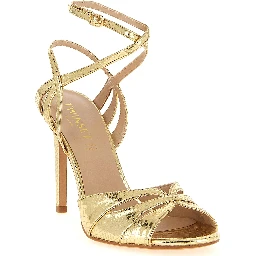Gold Leather Stiletto Heel Sandals