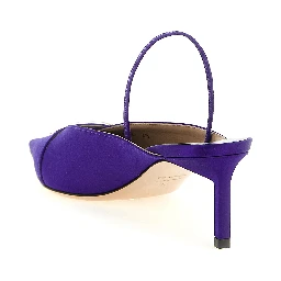 Purple Viscose Mid Heel Pumps