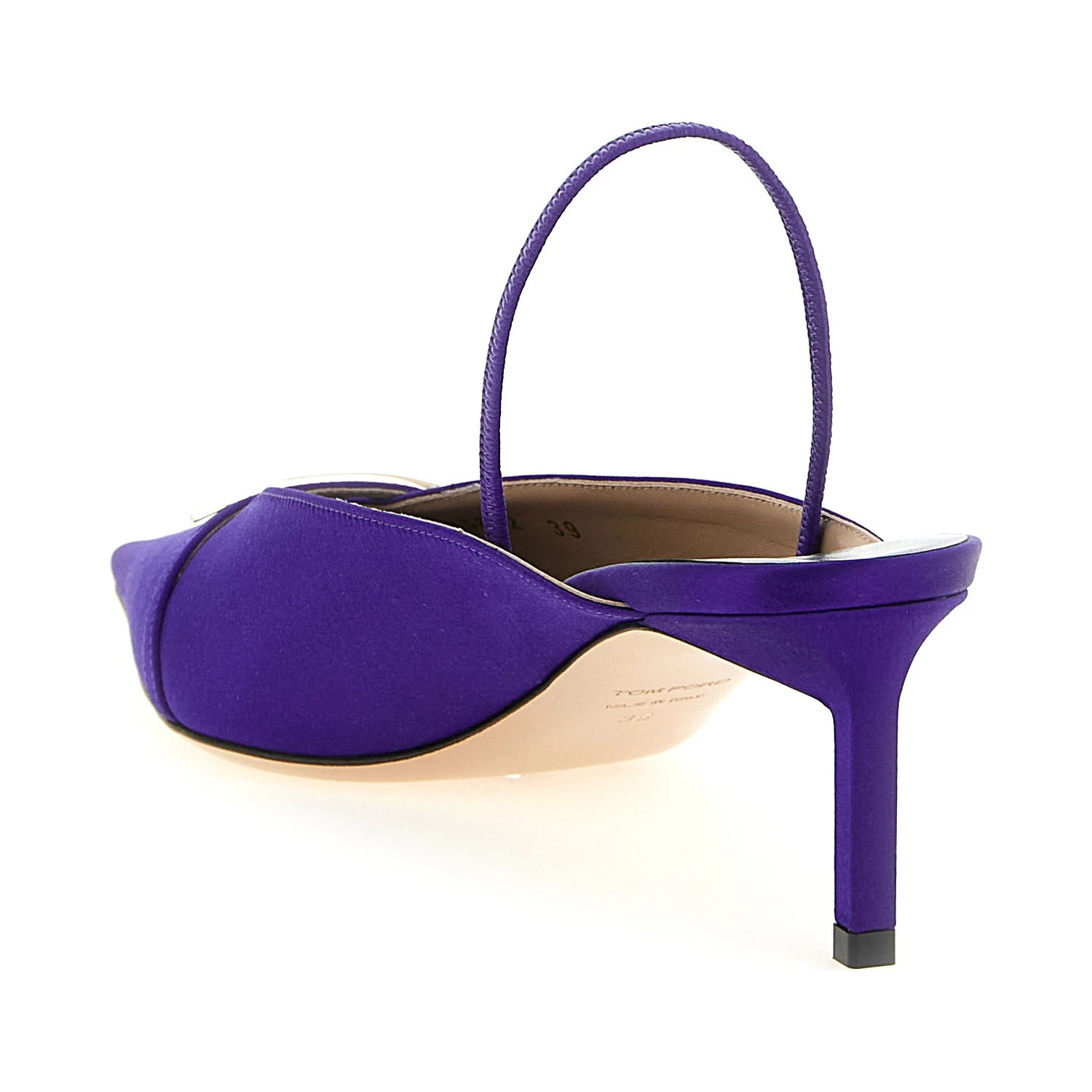 Purple Viscose Mid Heel Pumps