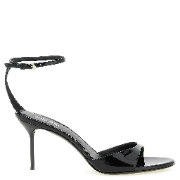 Black Calfskin Stiletto Heel Sandals