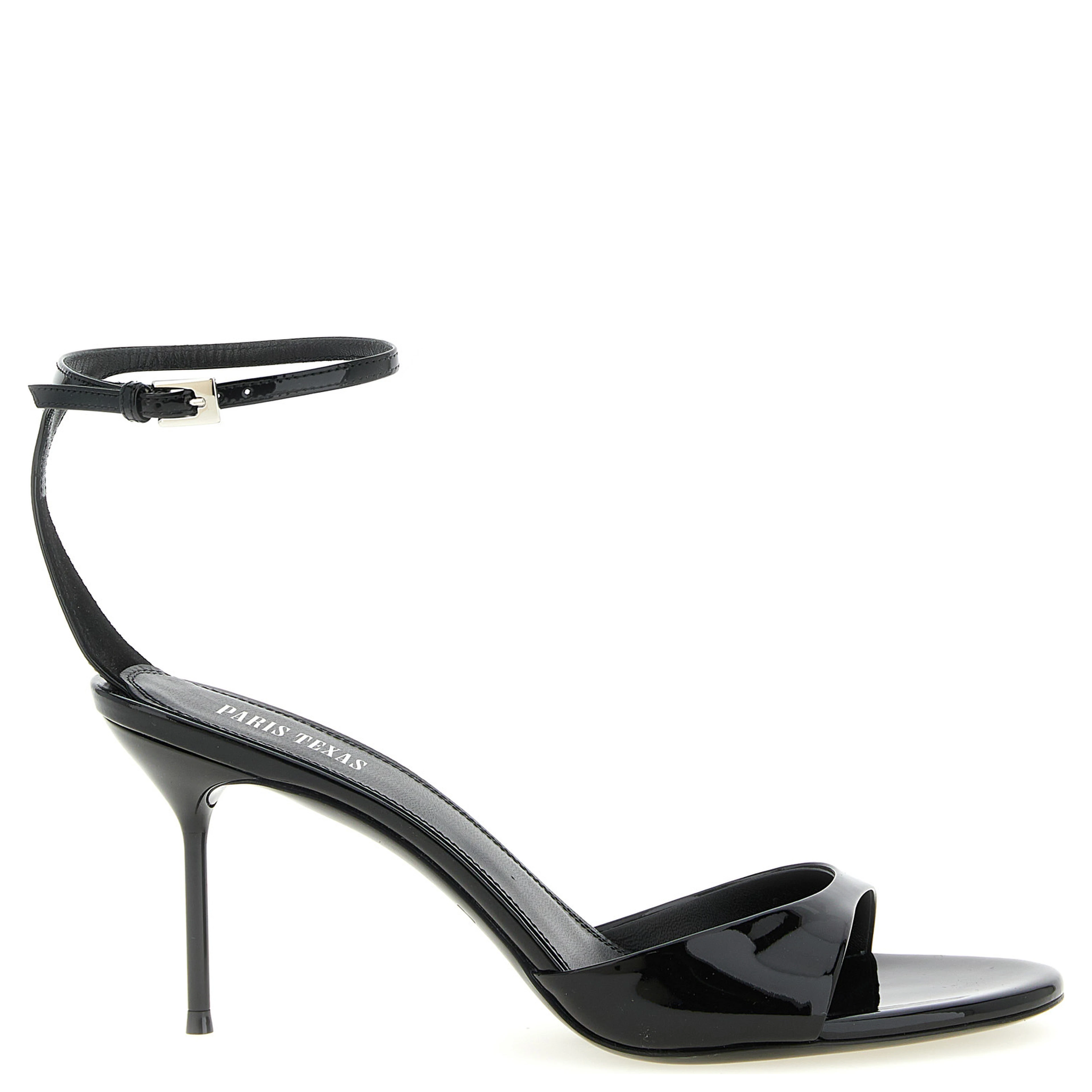 Black Calfskin Stiletto Heel Sandals