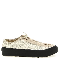 Beige Calfskin Low Top Sneakers