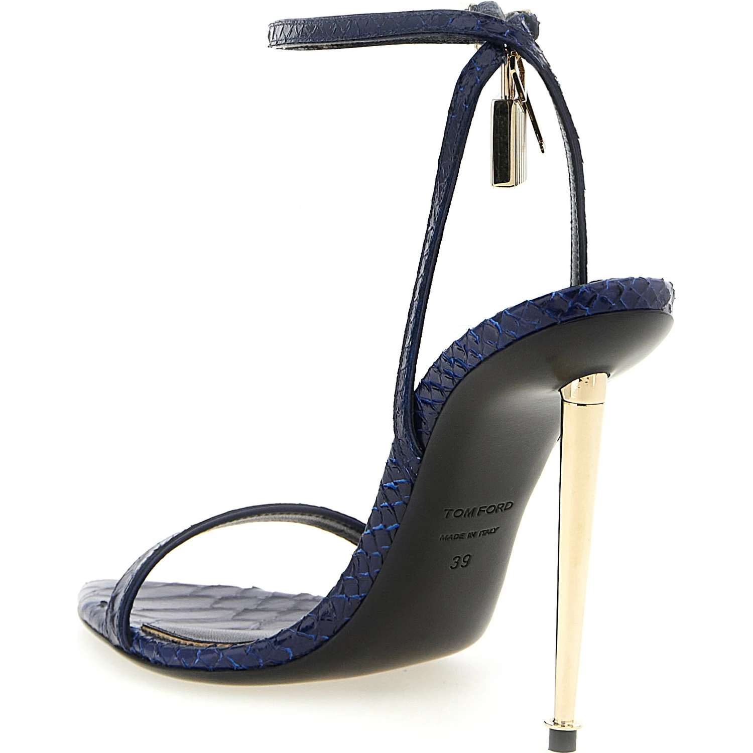 Blue Calfskin Stiletto Heel Sandals