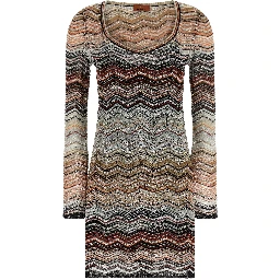 Brown Viscose Short Dress