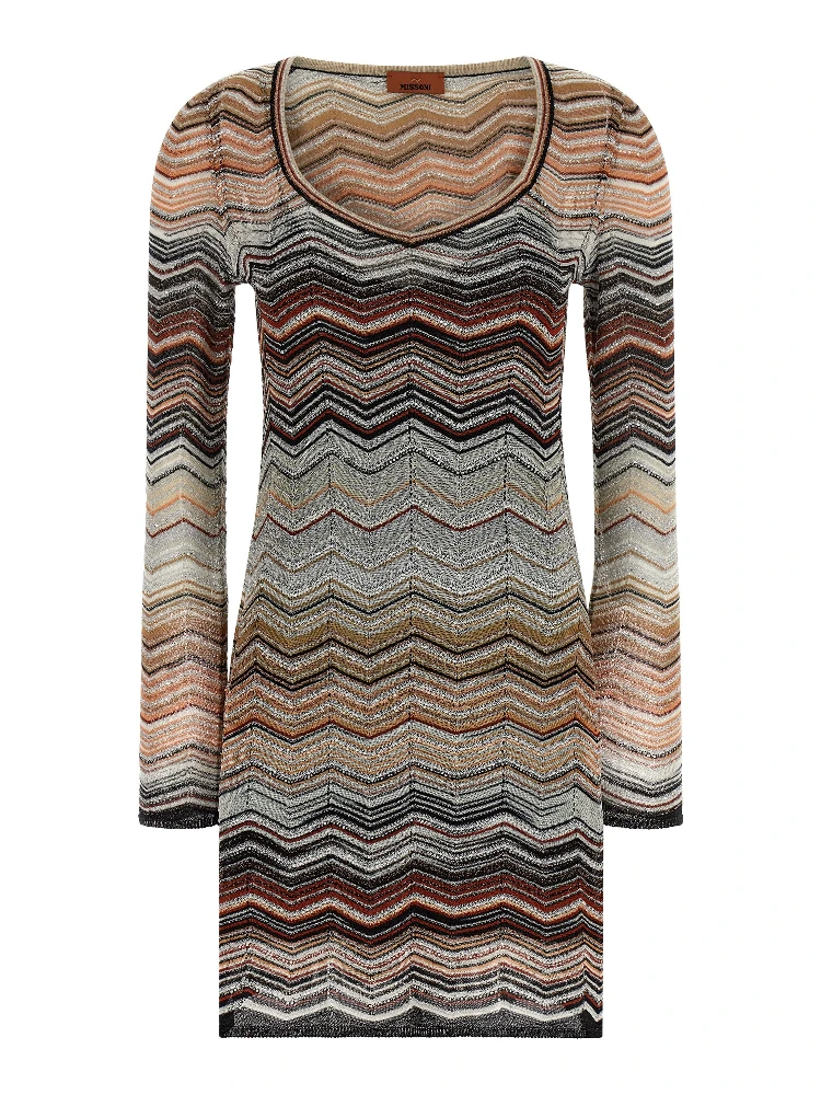 Brown Viscose Short Dress