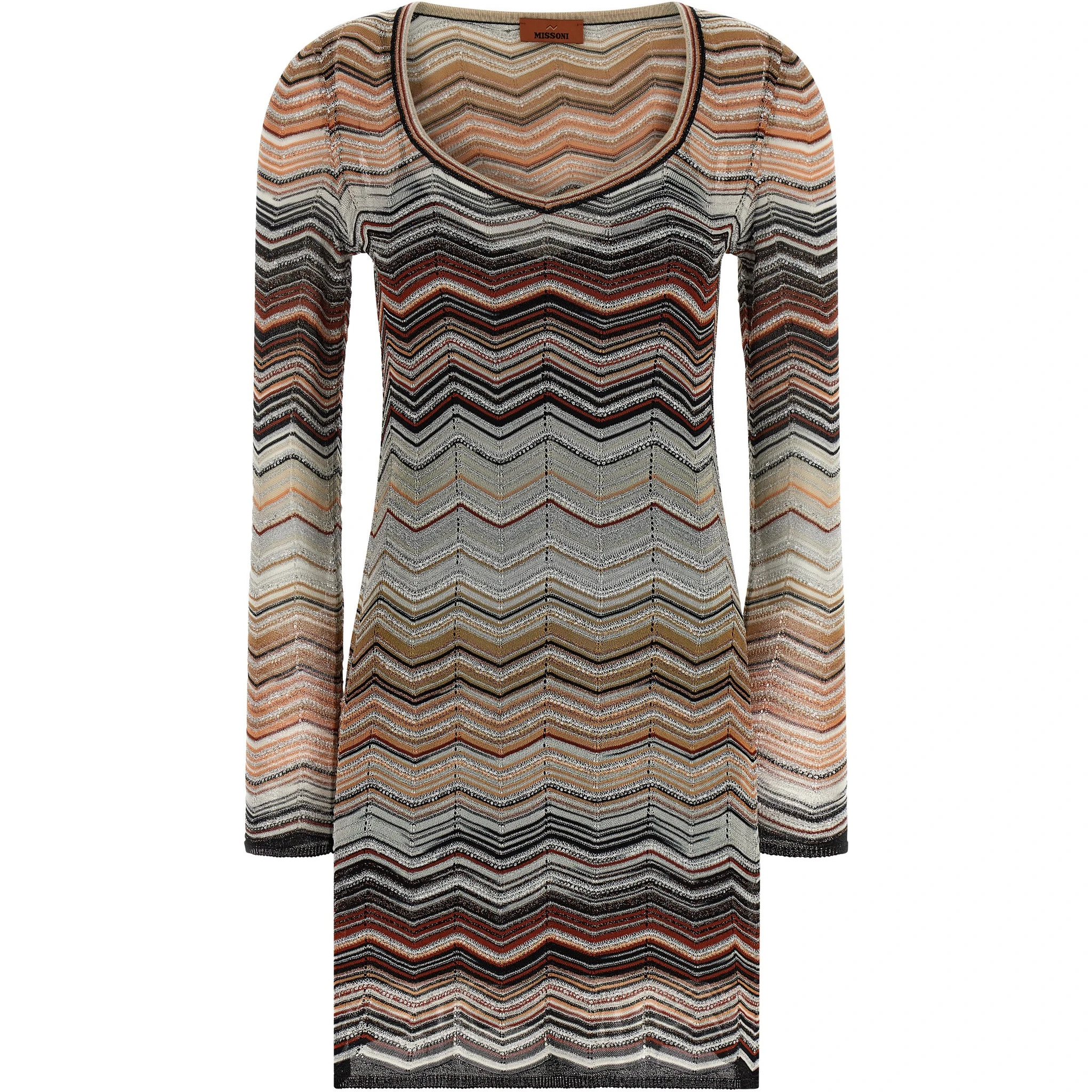 Brown Viscose Short Dress