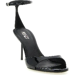 Black Calfskin Stiletto Heel Sandals