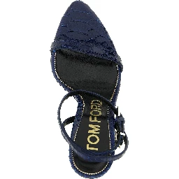 Blue Calfskin Stiletto Heel Sandals