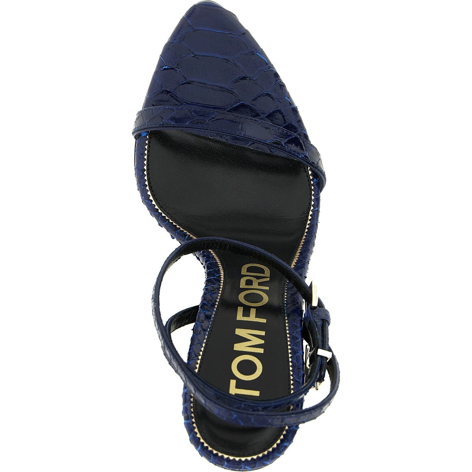 Blue Calfskin Stiletto Heel Sandals