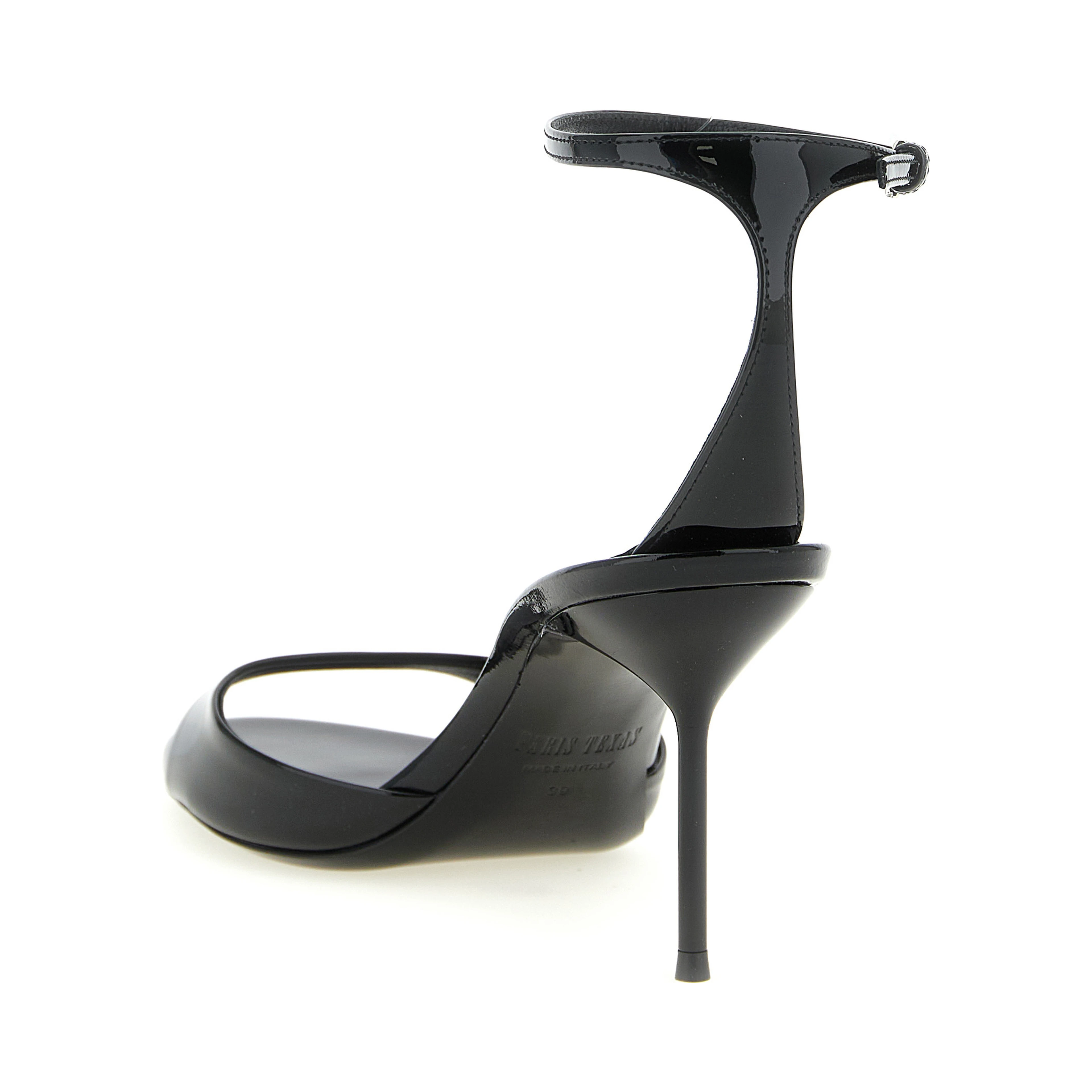 Black Calfskin Stiletto Heel Sandals