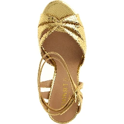 Gold Leather Stiletto Heel Sandals
