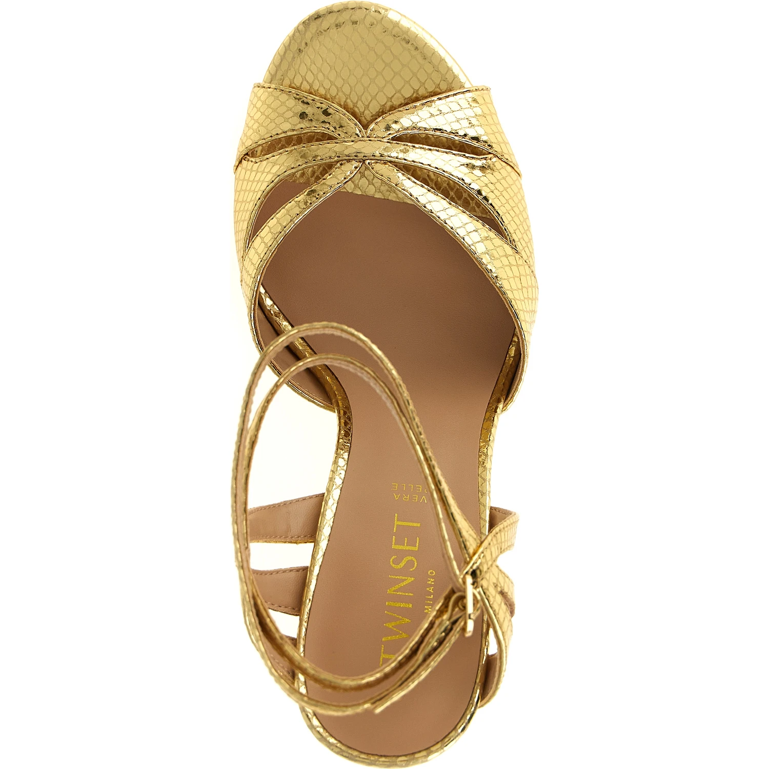 Gold Leather Stiletto Heel Sandals