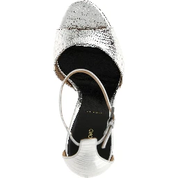 Silver Leather Stiletto Heel Sandals
