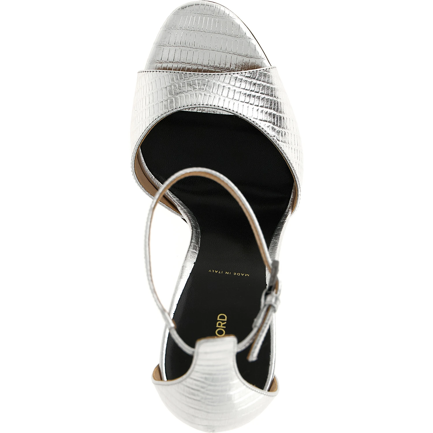 Silver Leather Stiletto Heel Sandals